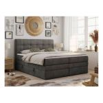 Łóżko kontynentalne LUKA KING 120x200 - H3 - ciemnoszary, welwet