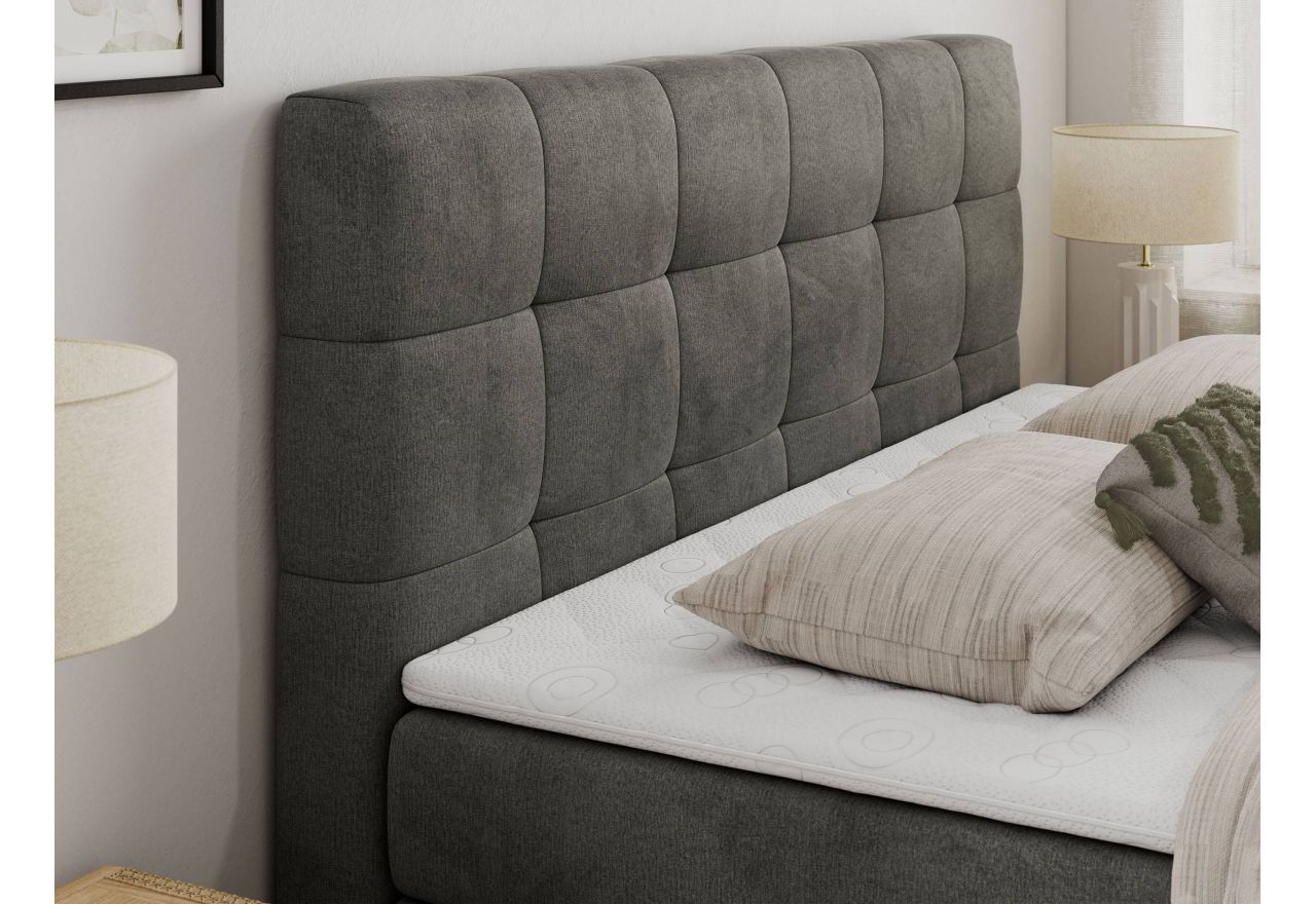 Łóżko kontynentalne LUKA KING 120x200 - H3 - ciemnoszary, welwet