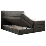 Łóżko kontynentalne LUKA KING 120x200 - H3 - ciemnoszary, welwet