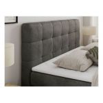 Łóżko kontynentalne LUKA KING 140x200 - H3 - ciemnoszary, welwet