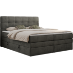 Łóżko kontynentalne LUKA KING 200x200 - H3 - ciemnoszary, welwet