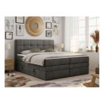 Łóżko kontynentalne LUKA KING 120x200 - H4 - ciemnoszary, welwet