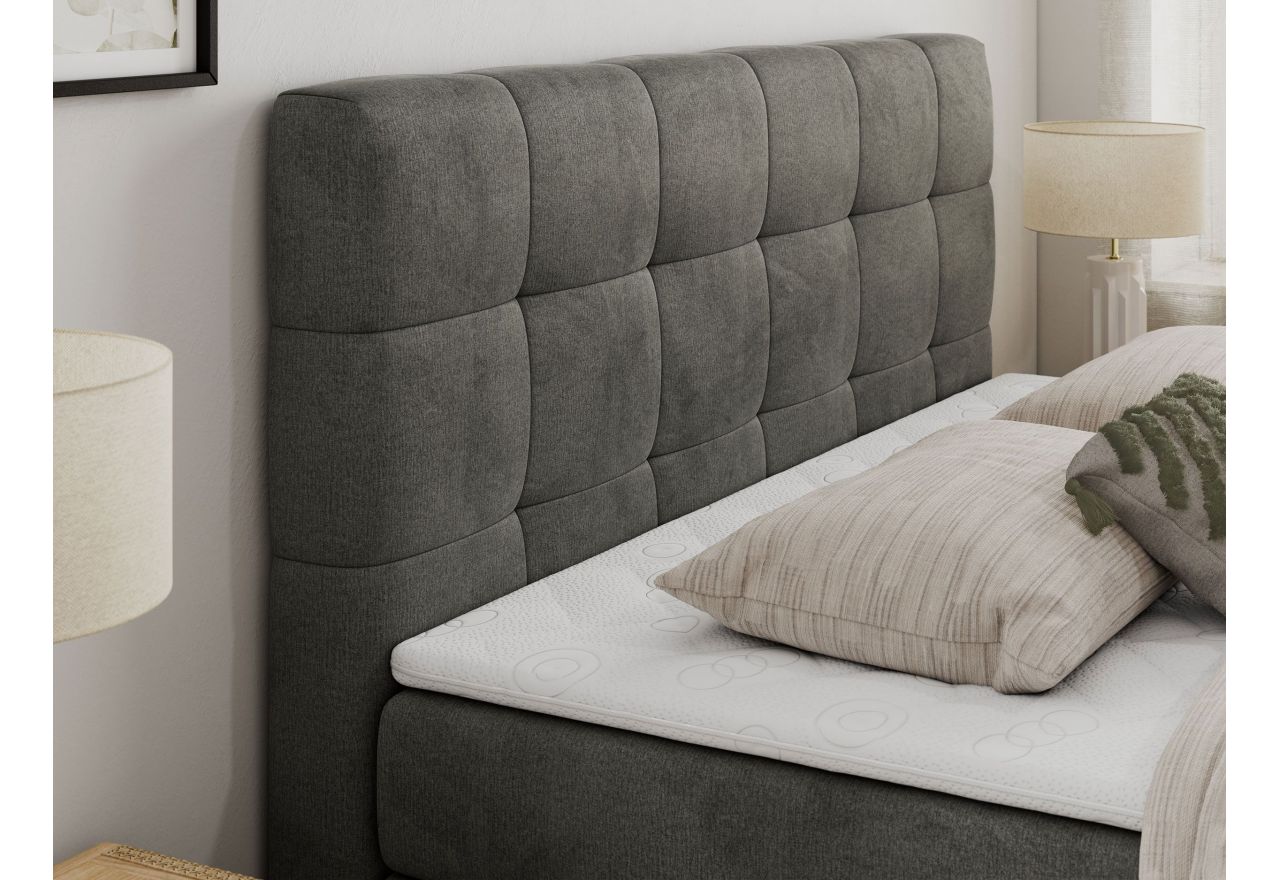 Łóżko kontynentalne LUKA KING 160x200 - H4 - ciemnoszary, welwet