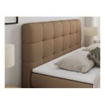 Łóżko kontynentalne LUKA KING 180x200 - H4 - brązowy, ekoskóra