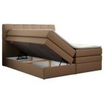 Łóżko kontynentalne LUKA KING 180x200 - H4 - brązowy, ekoskóra