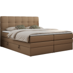Łóżko kontynentalne LUKA KING 200x200 - H4 - brązowy, ekoskóra