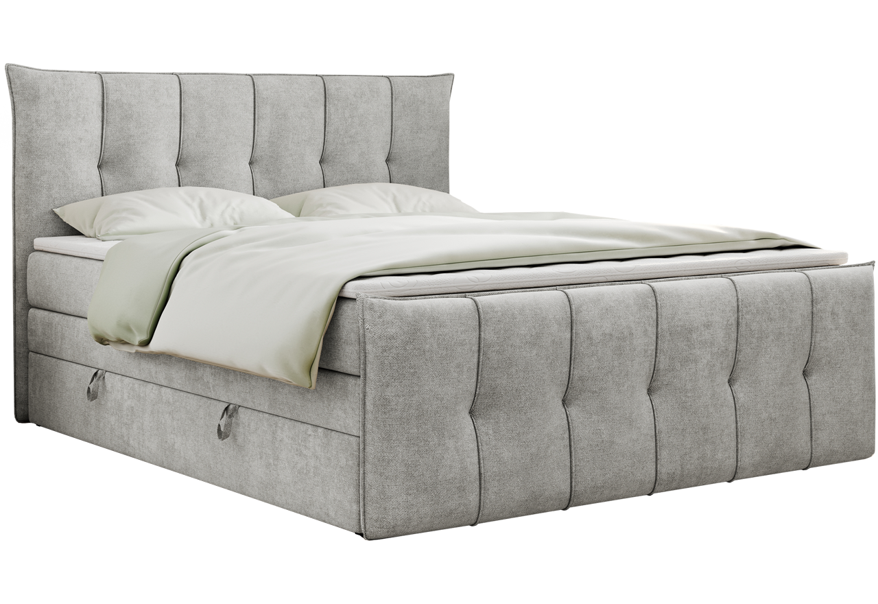 Łóżko kontynentalne PREMIUM 11 KING 140x200 - H3 - jasnoszary, struktura