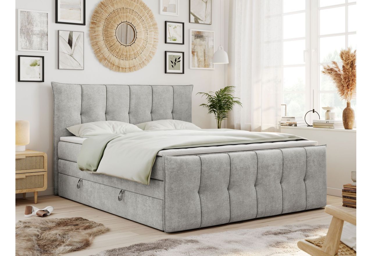 Łóżko kontynentalne PREMIUM 11 KING 160x200 - H3 - jasnoszary, struktura