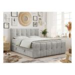 Łóżko kontynentalne PREMIUM 11 KING 160x200 - H3 - jasnoszary, struktura