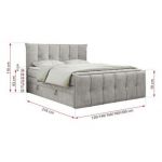Łóżko kontynentalne PREMIUM 11 KING 120x200 - H4 - jasnoszary, struktura