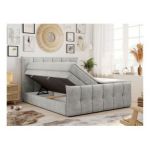 Łóżko kontynentalne PREMIUM 11 KING 140x200 - H4 - jasnoszary, struktura