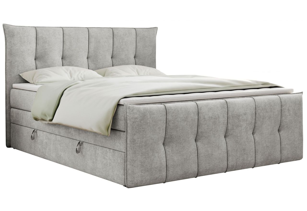 Łóżko kontynentalne PREMIUM 11 KING 180x200 - H4 - jasnoszary, struktura