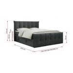 Łóżko kontynentalne PREMIUM 11 KING 120x200 - H3 - ciemnoszary, struktura