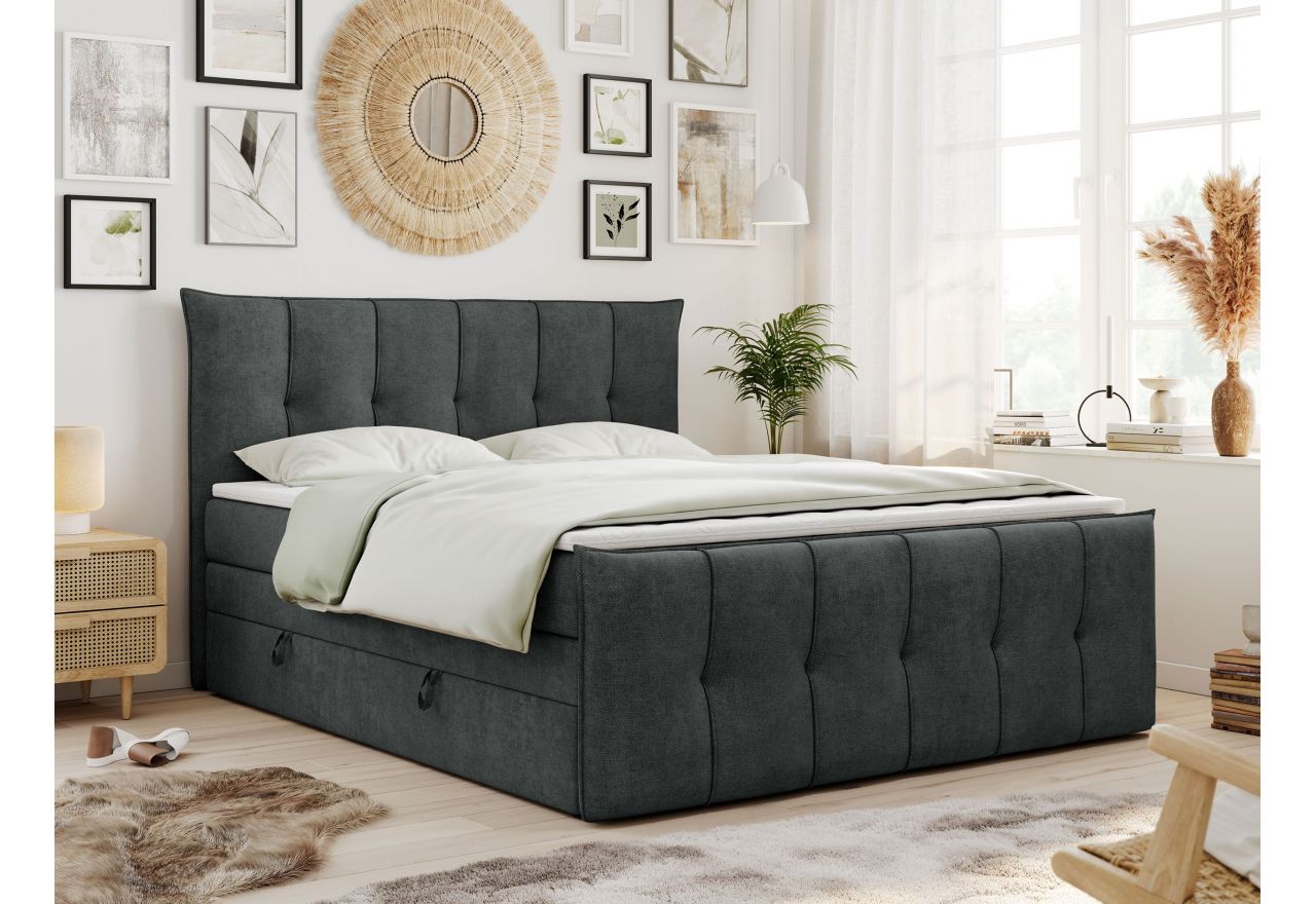 Łóżko kontynentalne PREMIUM 11 KING 120x200 - H4 - ciemnoszary, struktura