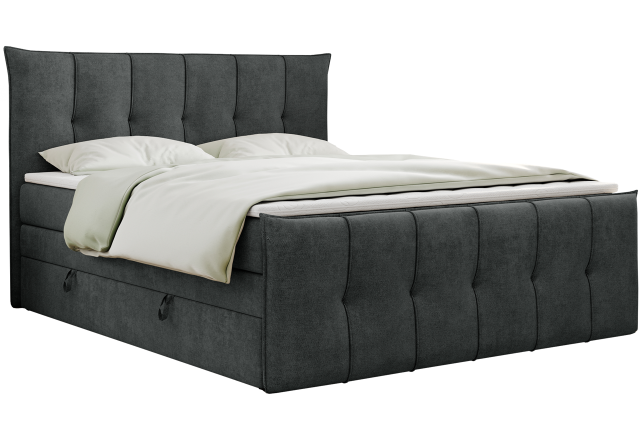 Łóżko kontynentalne PREMIUM 11 KING 120x200 - H4 - ciemnoszary, struktura