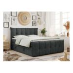 Łóżko kontynentalne PREMIUM 11 KING 140x200 - H4 - ciemnoszary, struktura