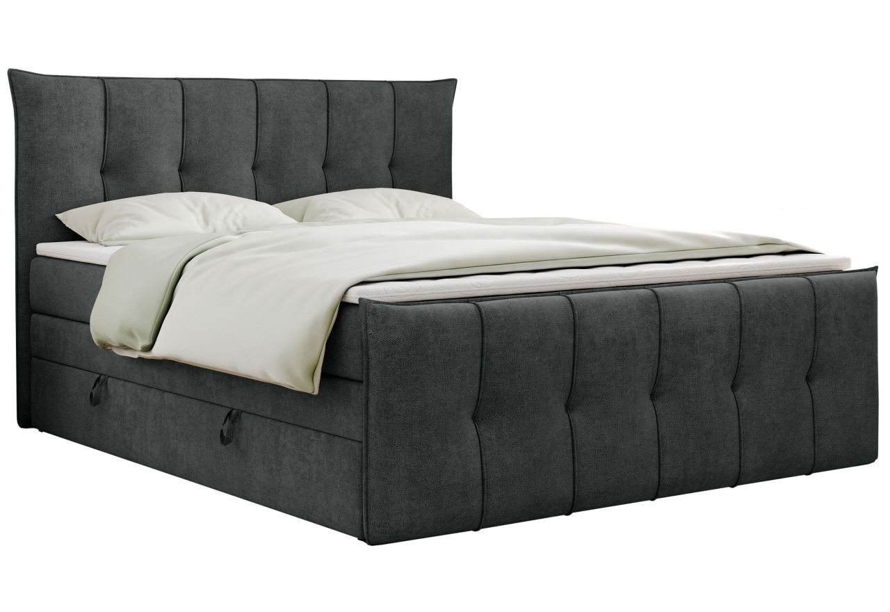 Łóżko kontynentalne PREMIUM 11 KING 200x200 - H4 - ciemnoszary, struktura