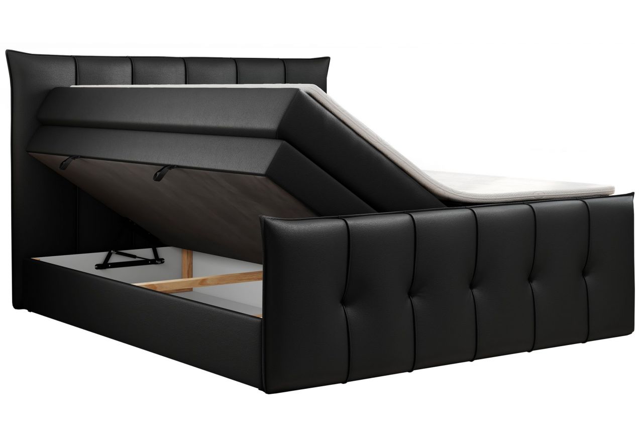 Łóżko kontynentalne PREMIUM 11 KING 140x200 - H3 - czarny, ekoskóra