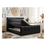Łóżko kontynentalne PREMIUM 11 KING 180x200 - H3 - czarny, ekoskóra