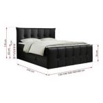 Łóżko kontynentalne PREMIUM 11 KING 200x200 - H3 - czarny, ekoskóra