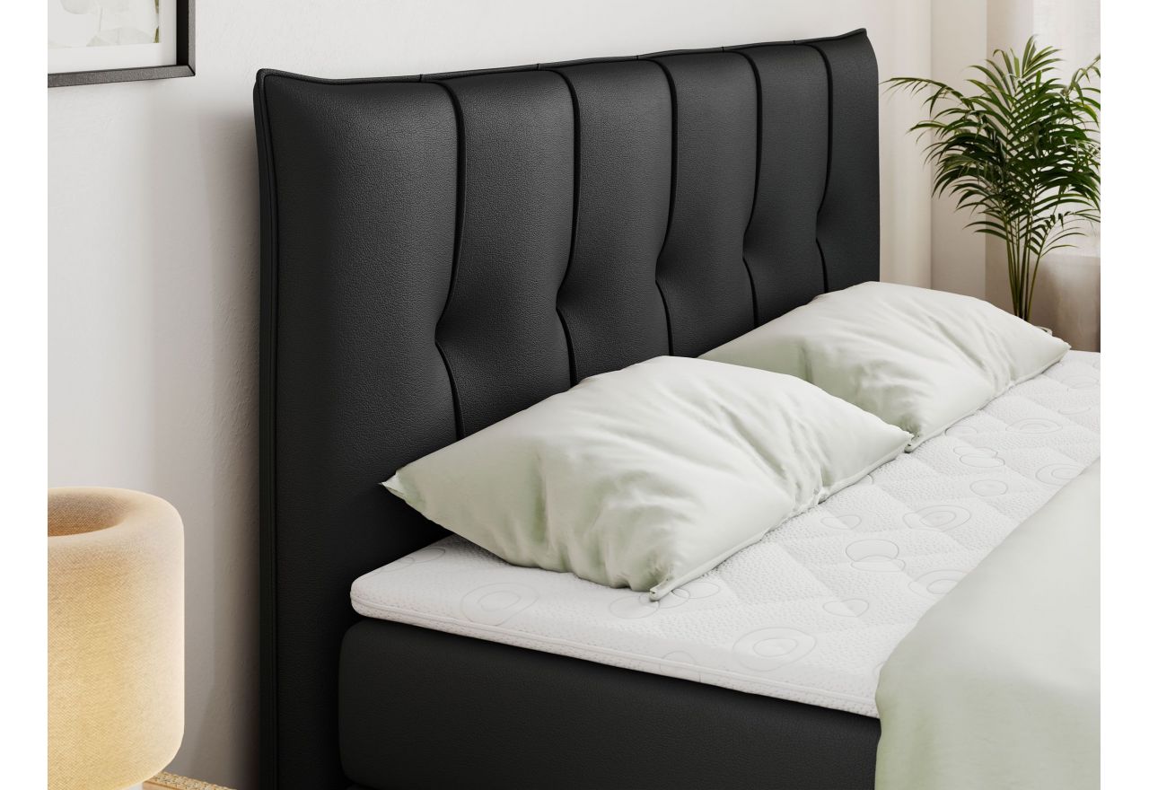 Łóżko kontynentalne PREMIUM 11 KING 200x200 - H3 - czarny, ekoskóra