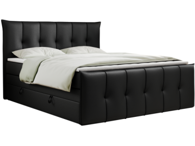 Łóżko kontynentalne PREMIUM 11 KING 120x200 - H4 - czarny, ekoskóra