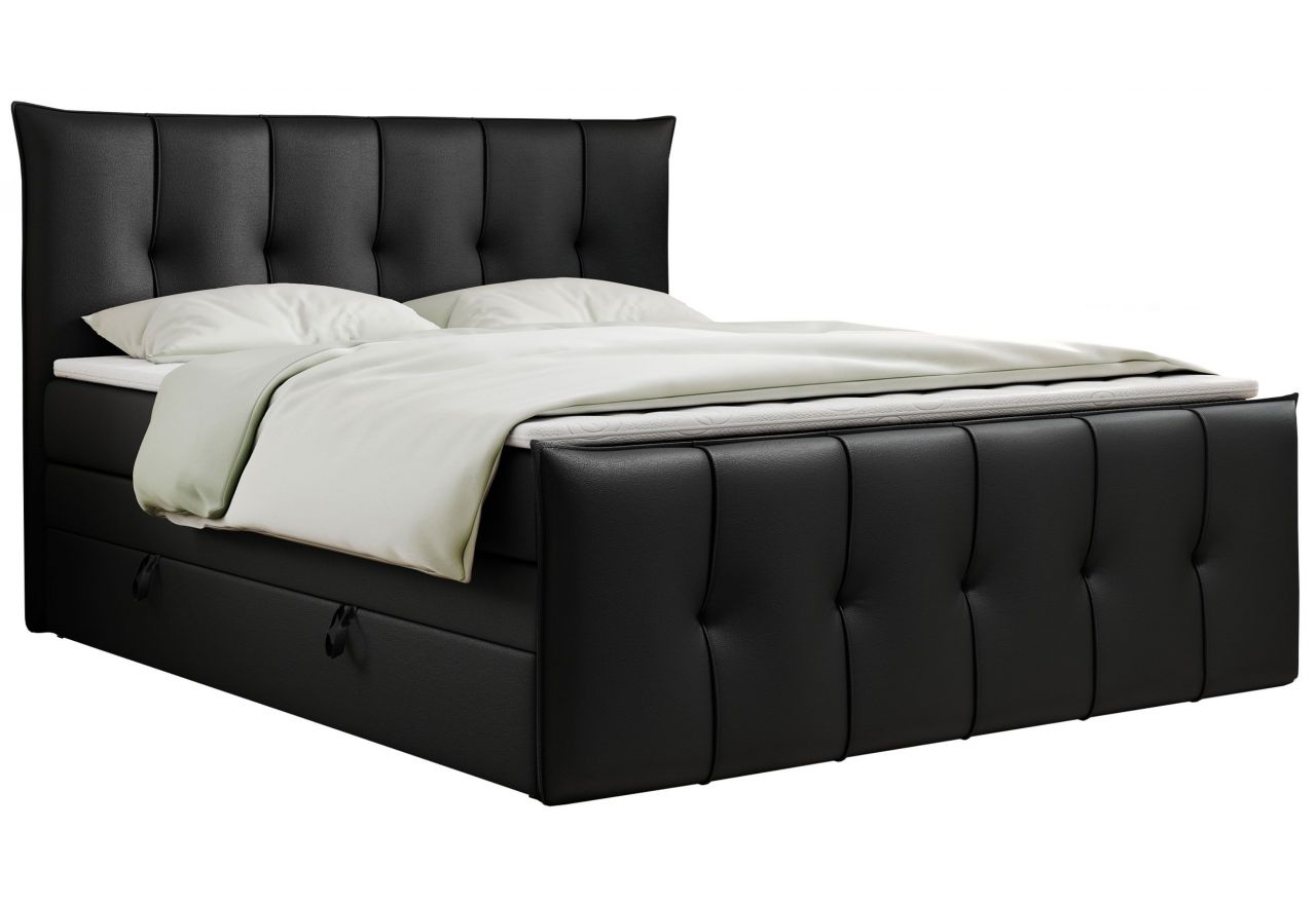 Łóżko kontynentalne PREMIUM 11 KING 140x200 - H4 - czarny, ekoskóra