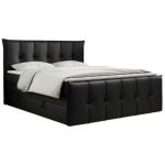 Łóżko kontynentalne PREMIUM 11 KING 160x200 - H4 - czarny, ekoskóra