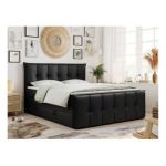 Łóżko kontynentalne PREMIUM 11 KING 180x200 - H4 - czarny, ekoskóra