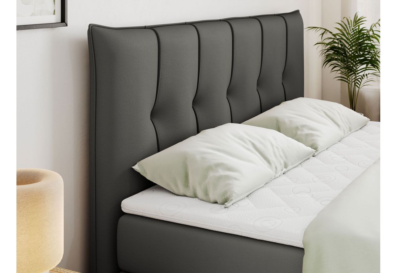 Łóżko kontynentalne PREMIUM 11 KING 120x200 - H3 - ciemnoszary, ekoskóra