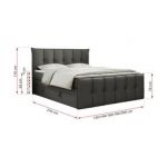 Łóżko kontynentalne PREMIUM 11 KING 140x200 - H3 - ciemnoszary, ekoskóra