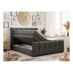 Łóżko kontynentalne PREMIUM 11 KING 140x200 - H3 - ciemnoszary, ekoskóra