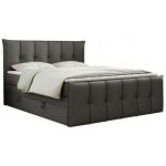 Łóżko kontynentalne PREMIUM 11 KING 140x200 - H3 - ciemnoszary, ekoskóra
