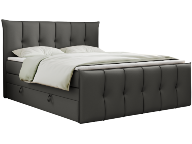 Łóżko kontynentalne PREMIUM 11 KING 120x200 - H4 - ciemnoszary, ekoskóra