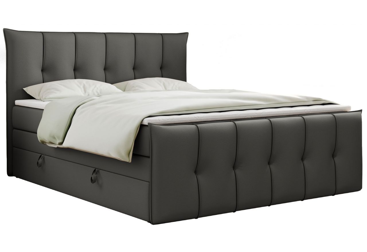 Łóżko kontynentalne PREMIUM 11 KING 160x200 - H4 - ciemnoszary, ekoskóra
