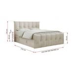 Łóżko kontynentalne PREMIUM 11 KING 120x200 - H3 - beżowy, welwet