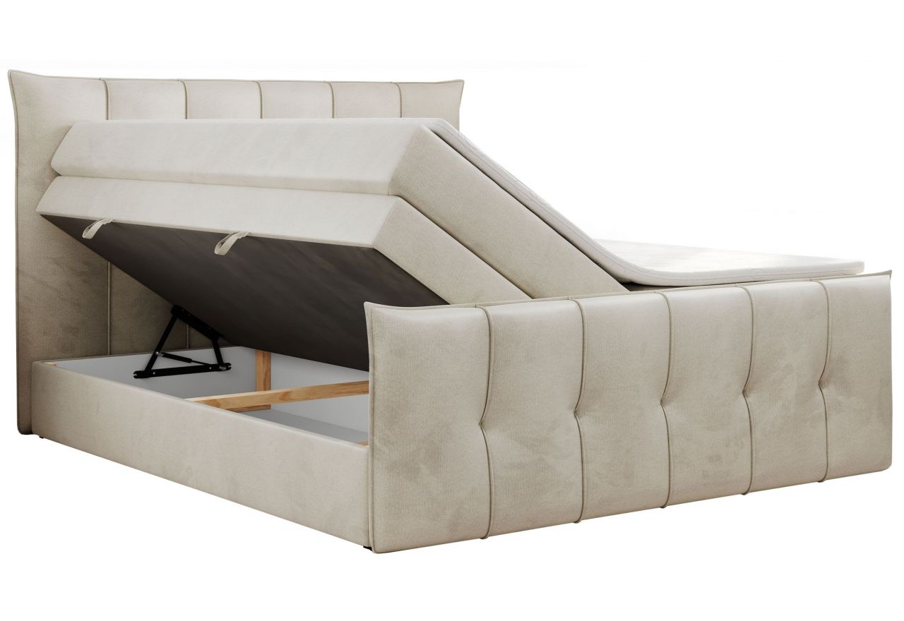 Łóżko kontynentalne PREMIUM 11 KING 160x200 - H3 - beżowy, welwet