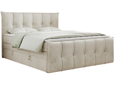 Łóżko kontynentalne PREMIUM 11 KING 180x200 - H3 - beżowy, welwet