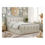 Łóżko kontynentalne PREMIUM 11 KING 200x200 - H3 - beżowy, welwet