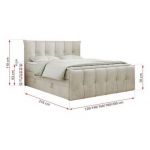 Łóżko kontynentalne PREMIUM 11 KING 200x200 - H3 - beżowy, welwet