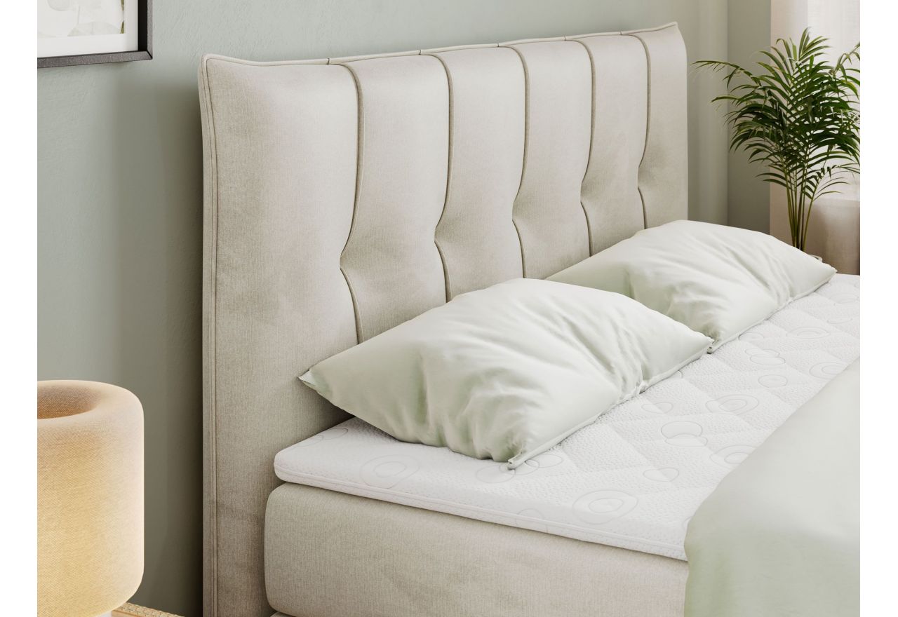 Łóżko kontynentalne PREMIUM 11 KING 200x200 - H3 - beżowy, welwet