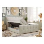 Łóżko kontynentalne PREMIUM 11 KING 120x200 - H4 - beżowy, welwet