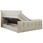 Łóżko kontynentalne PREMIUM 11 KING 140x200 - H4 - beżowy, welwet