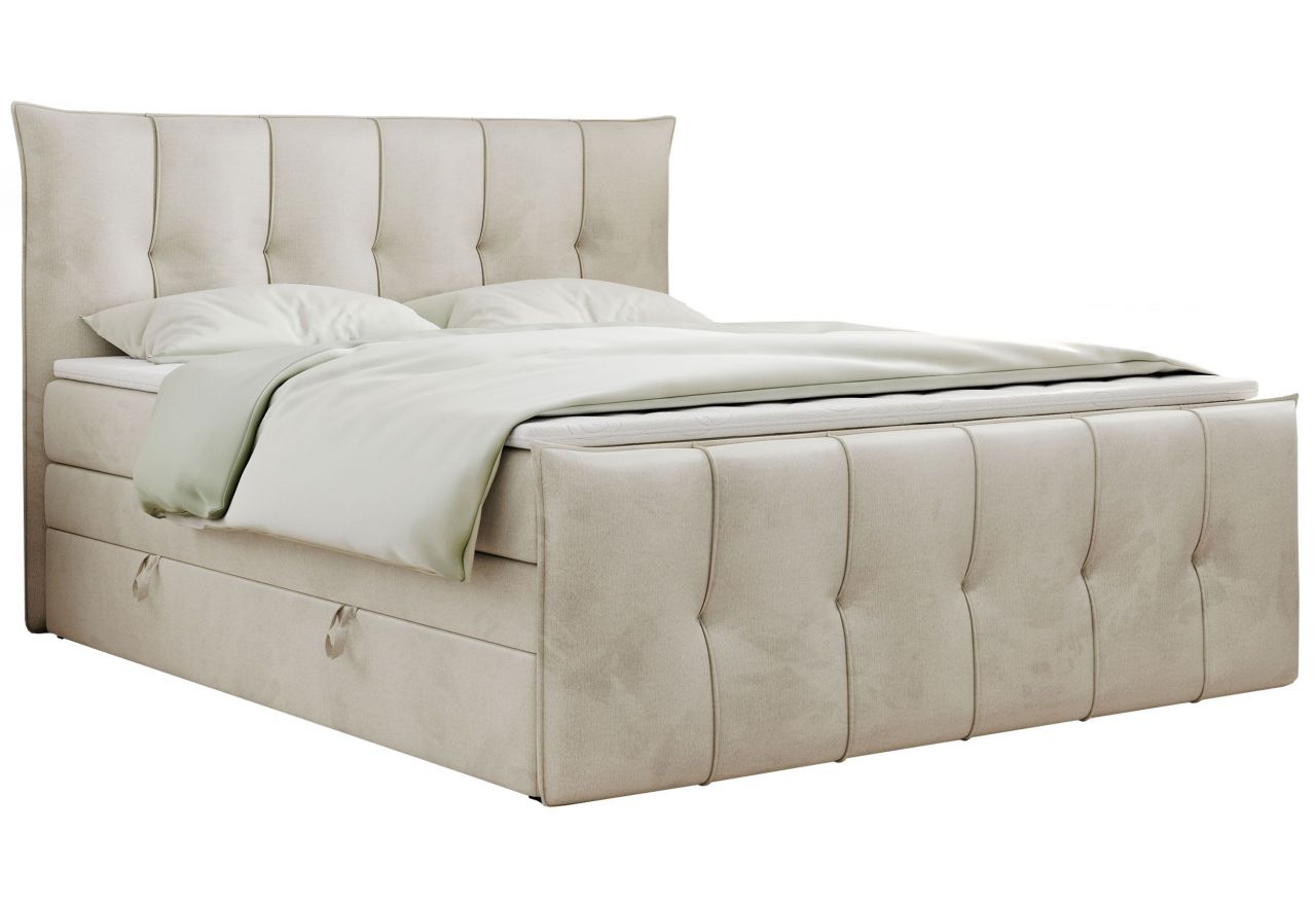 Łóżko kontynentalne PREMIUM 11 KING 160x200 - H4 - beżowy, welwet