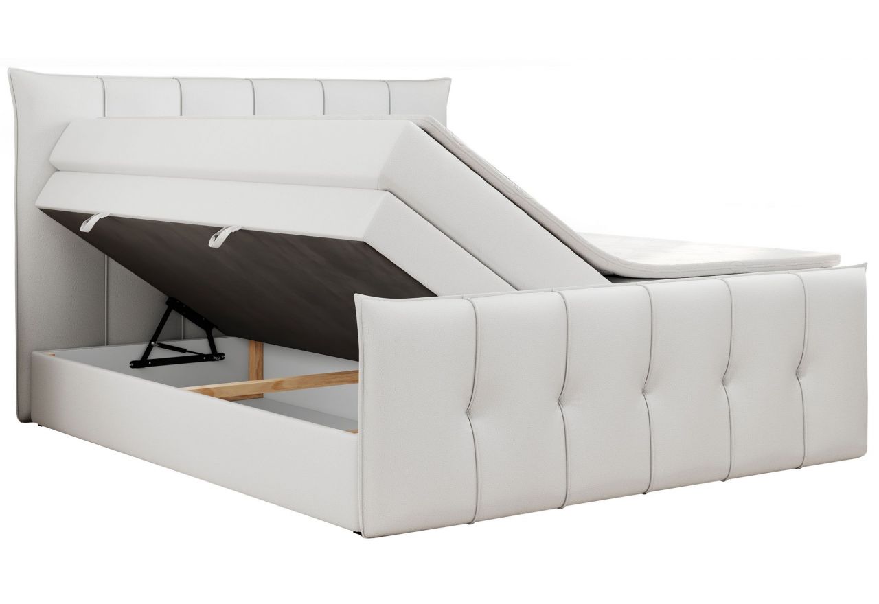 Łóżko kontynentalne PREMIUM 11 KING 160x200 - H3 - biały, ekoskóra
