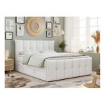 Łóżko kontynentalne PREMIUM 11 KING 180x200 - H3 - biały, ekoskóra