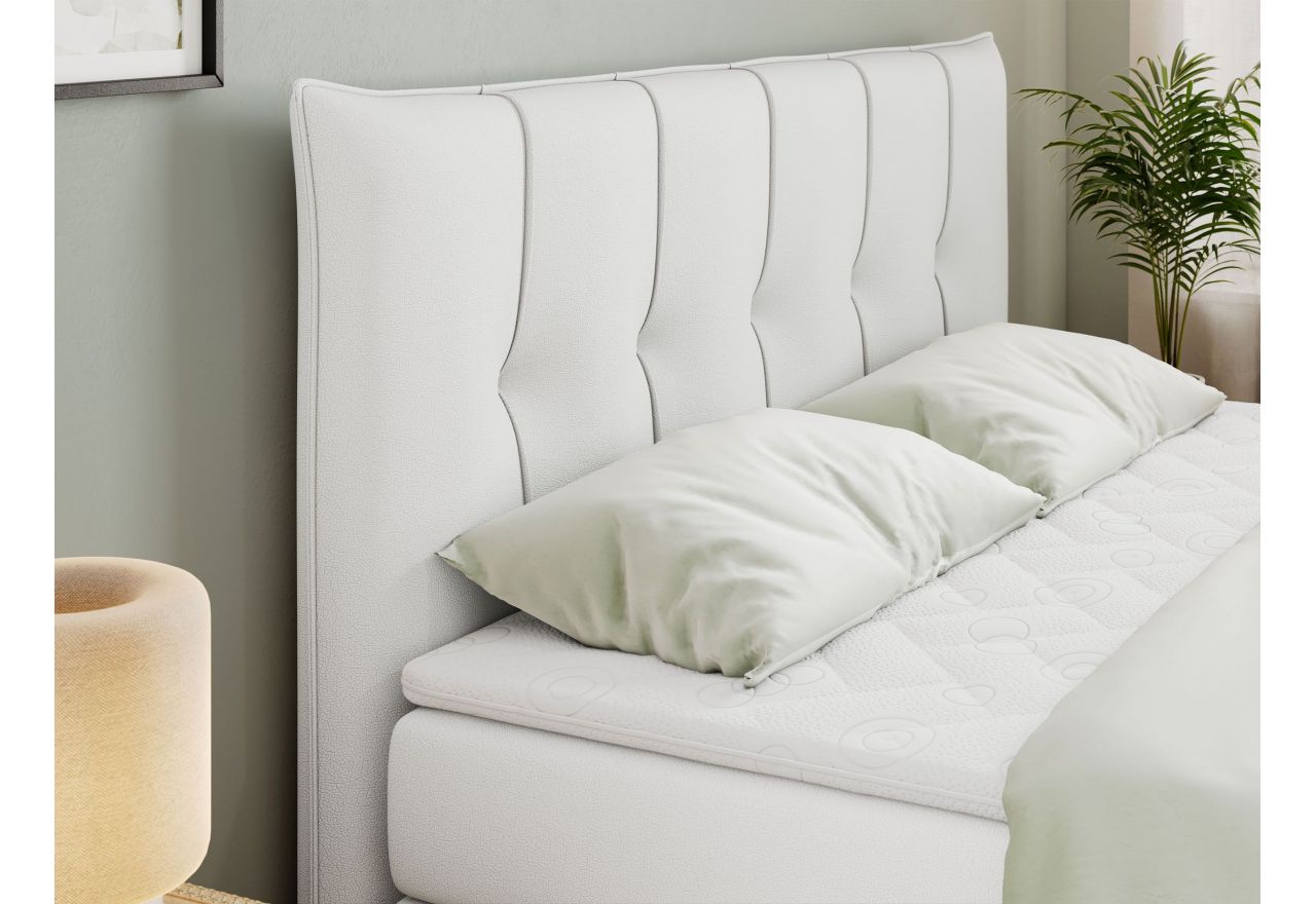 Łóżko kontynentalne PREMIUM 11 KING 120x200 - H4 - biały, ekoskóra