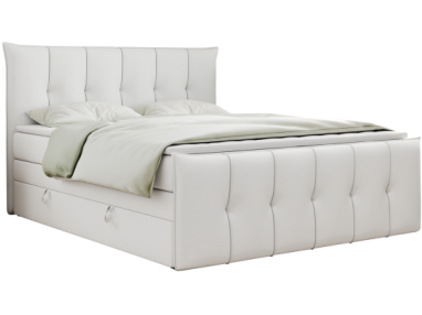 Łóżko kontynentalne PREMIUM 11 KING 140x200 - H4 - biały, ekoskóra