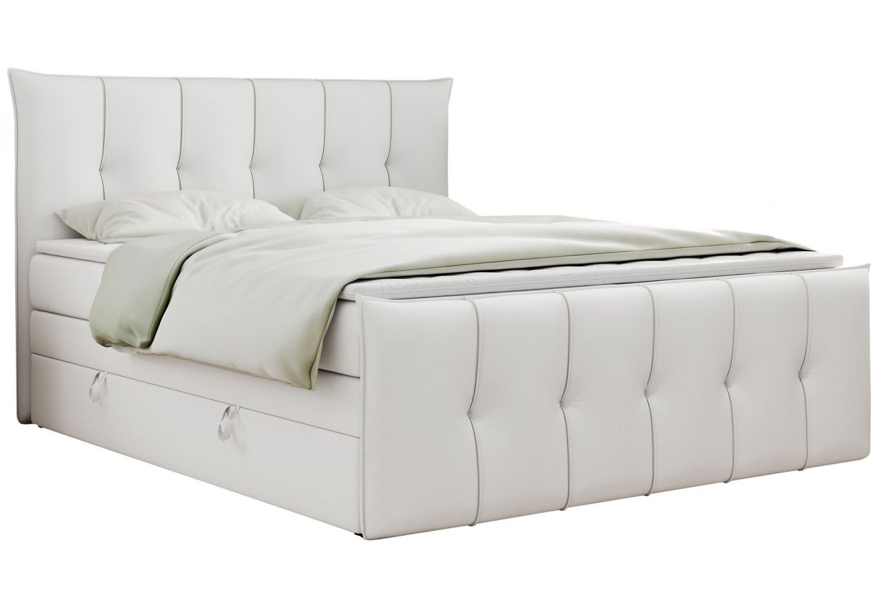 Łóżko kontynentalne PREMIUM 11 KING 140x200 - H4 - biały, ekoskóra