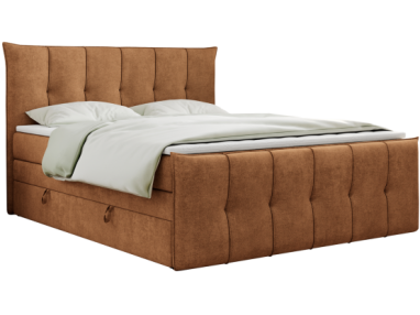 Łóżko kontynentalne PREMIUM 11 KING 120x200 - H3 - pomarańczowy, struktura